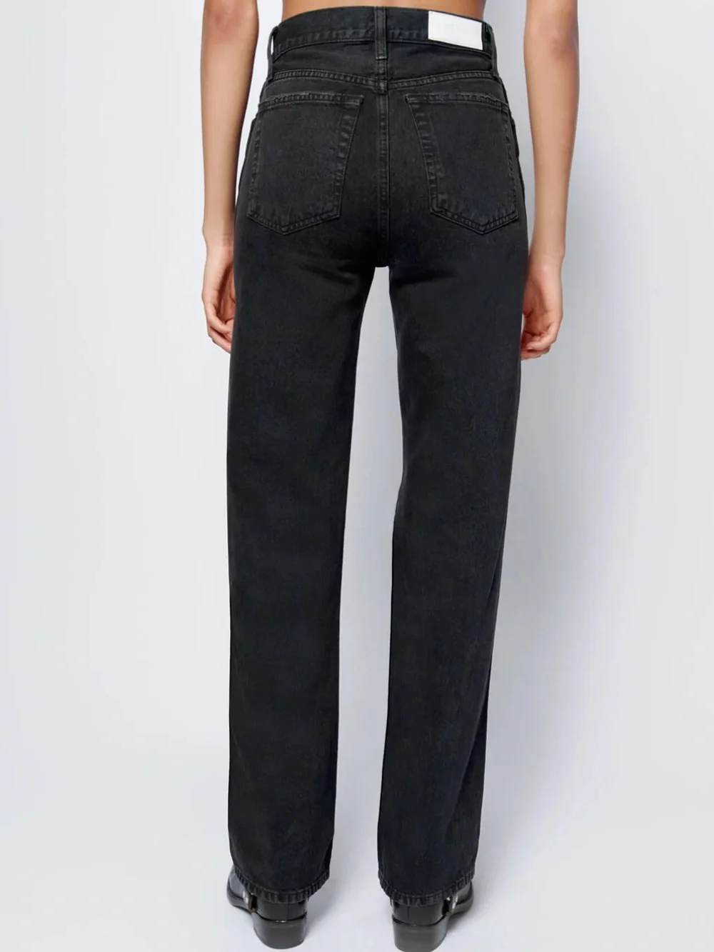 Re/Done High Rise Loose Jeans Washed Black with Rips - Picture 2 of 8